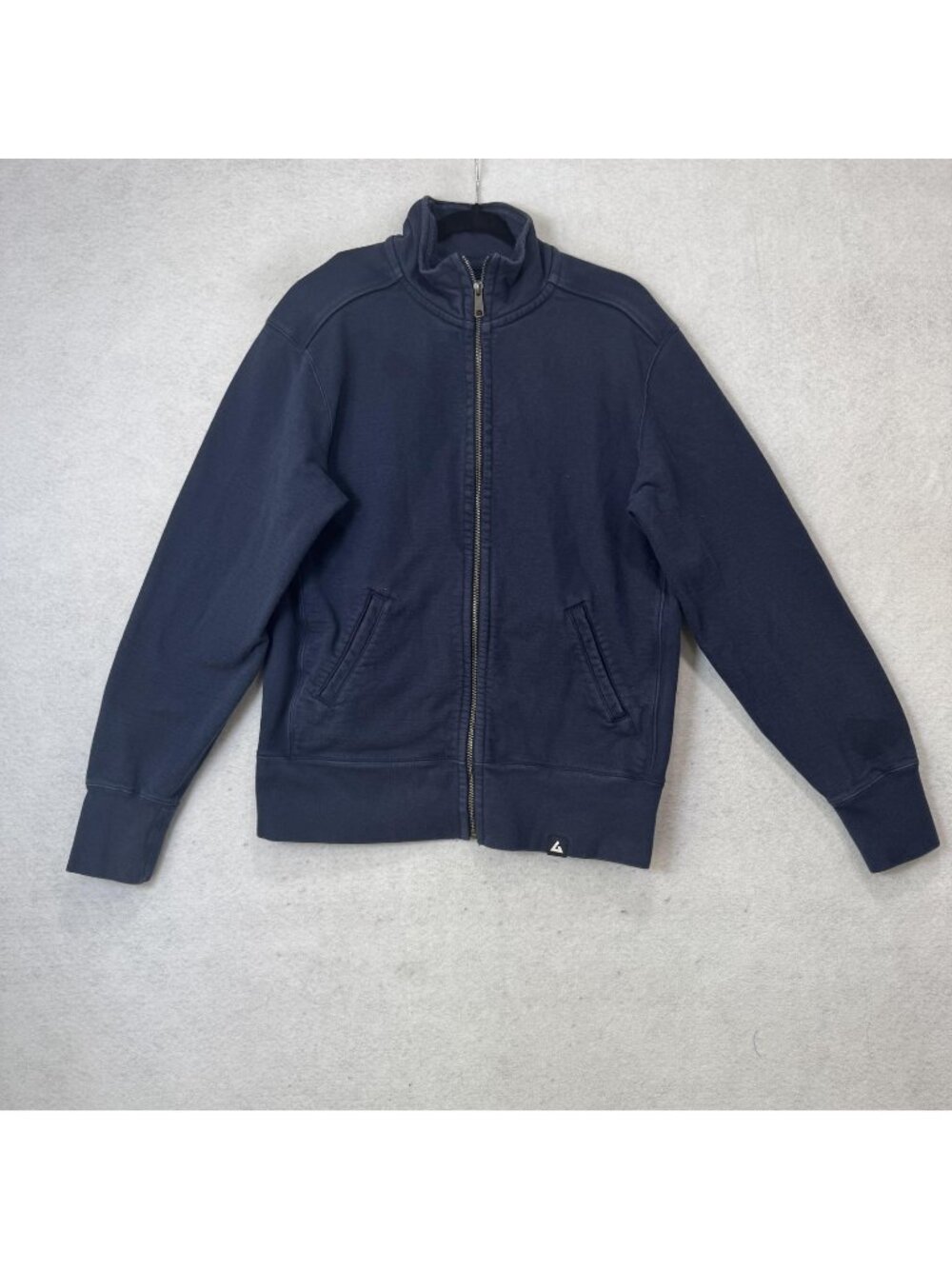 American Giant Sweatshirt Mens Medium Blue Full Zip Fleece Mock Neck Made USA